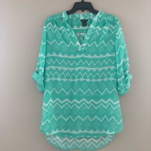 Teal patterned blouse